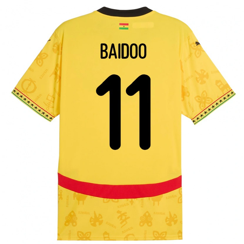 Danxen Børn Ghana Michael Baidoo #11 Gul Udebane Spillertrøjer 24-26 Trøje T-Shirt