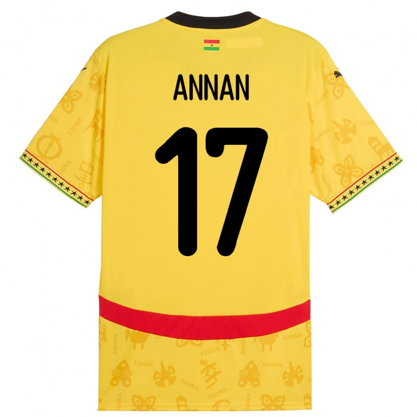 Danxen Børn Ghana Ebenezer Annan #17 Gul Udebane Spillertrøjer 24-26 Trøje T-Shirt