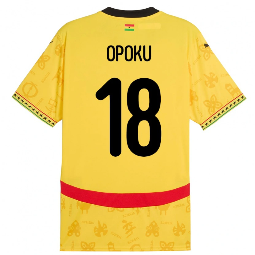 Danxen Børn Ghana Jerome Opoku #18 Gul Udebane Spillertrøjer 24-26 Trøje T-Shirt