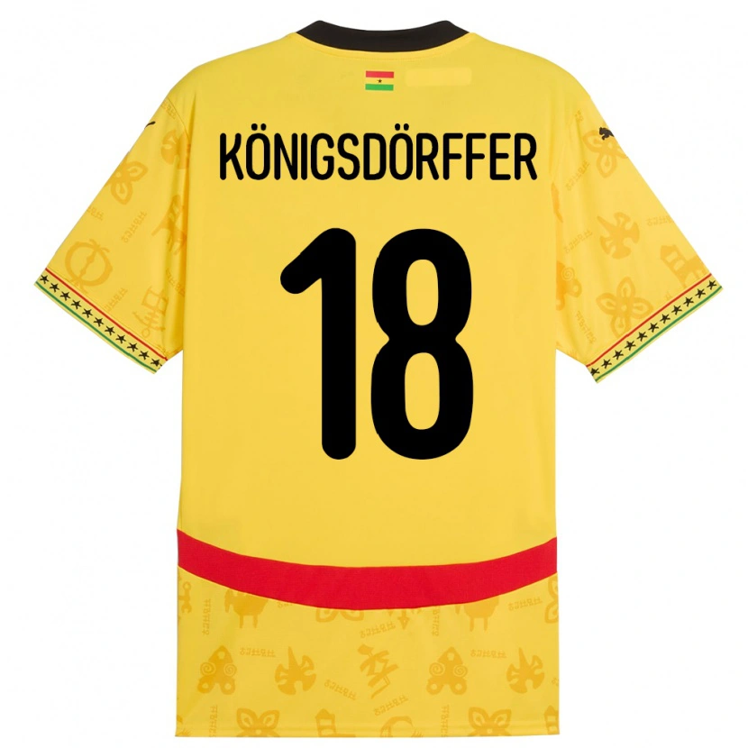 Danxen Børn Ghana Ransford Königsdörffer #18 Gul Udebane Spillertrøjer 24-26 Trøje T-Shirt