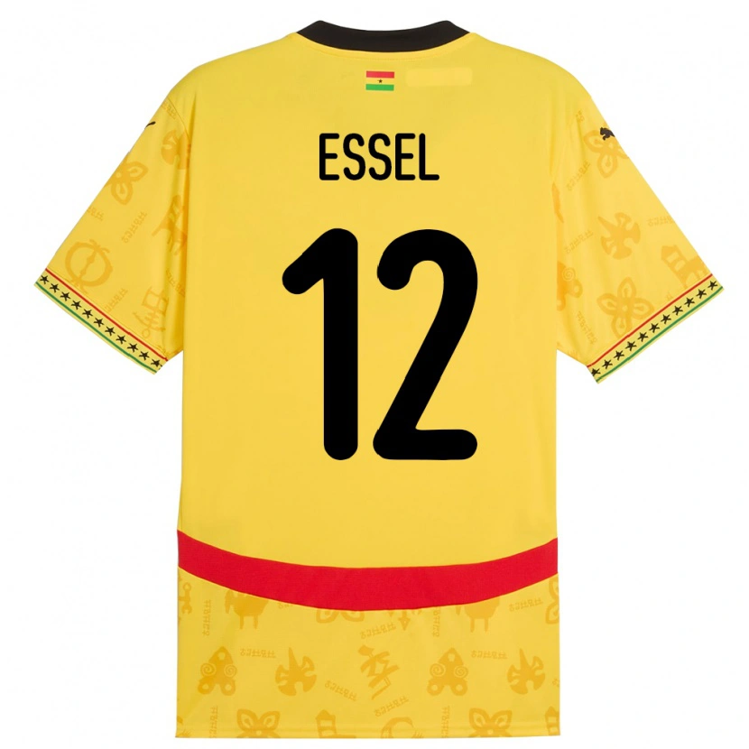 Danxen Børn Ghana Aaron Essel #12 Gul Udebane Spillertrøjer 24-26 Trøje T-Shirt