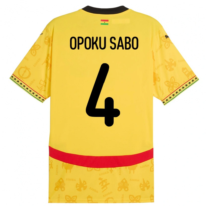 Danxen Børn Ghana Alex Opoku Sabo #4 Gul Udebane Spillertrøjer 24-26 Trøje T-Shirt