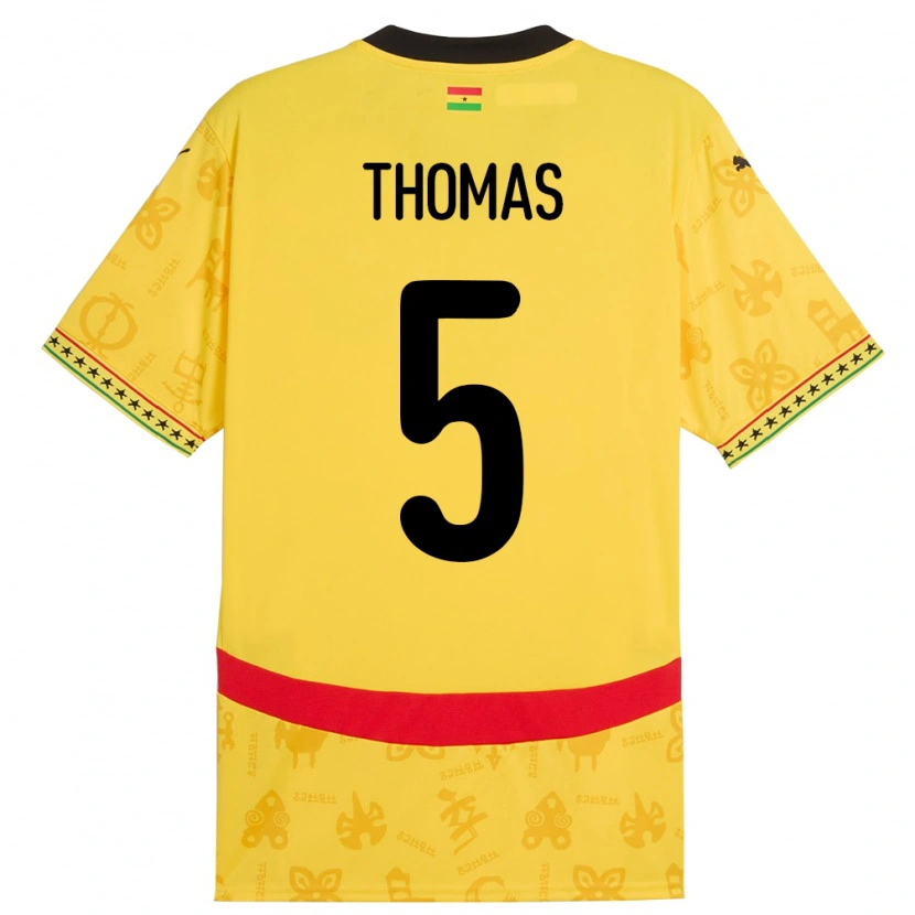 Danxen Børn Ghana Thomas Partey #5 Gul Udebane Spillertrøjer 24-26 Trøje T-Shirt