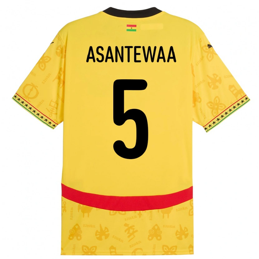 Danxen Børn Ghana Grace Asantewaa #5 Gul Udebane Spillertrøjer 24-26 Trøje T-Shirt