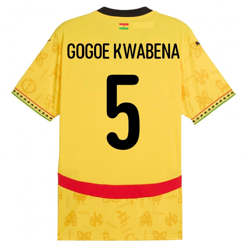 Danxen Børn Ghana Boahen Gogoe Kwabena #5 Gul Udebane Spillertrøjer 24-26 Trøje T-Shirt