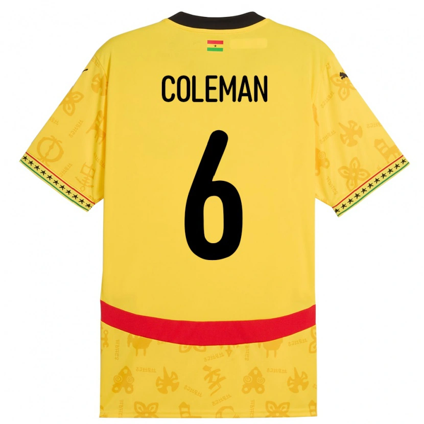 Danxen Børn Ghana Ellen Coleman #6 Gul Udebane Spillertrøjer 24-26 Trøje T-Shirt