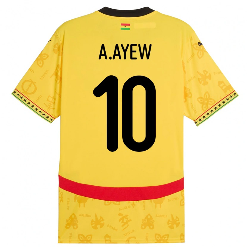 Danxen Børn Ghana Andre Ayew #10 Gul Udebane Spillertrøjer 24-26 Trøje T-Shirt