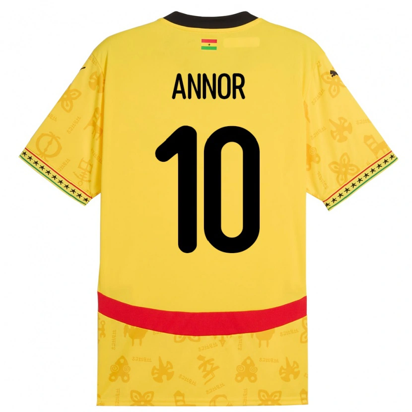 Danxen Børn Ghana Emmanuel Annor #10 Gul Udebane Spillertrøjer 24-26 Trøje T-Shirt