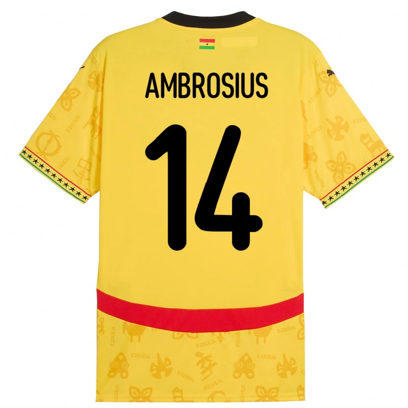 Danxen Børn Ghana Stephan Ambrosius #14 Gul Udebane Spillertrøjer 24-26 Trøje T-Shirt