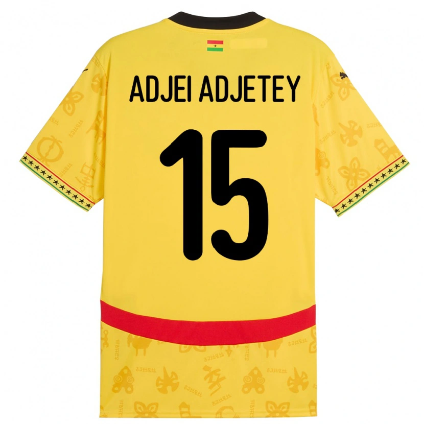 Danxen Børn Ghana Jonas Adjei Adjetey #15 Gul Udebane Spillertrøjer 24-26 Trøje T-Shirt