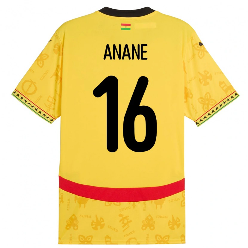 Danxen Børn Ghana Vincent Anane #16 Gul Udebane Spillertrøjer 24-26 Trøje T-Shirt