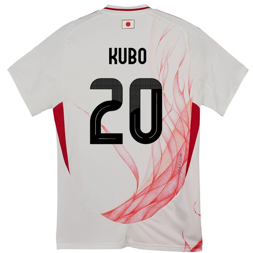 Danxen Børn Japan Takefusa Kubo #20 Hvid Udebane Spillertrøjer 24-26 Trøje T-Shirt