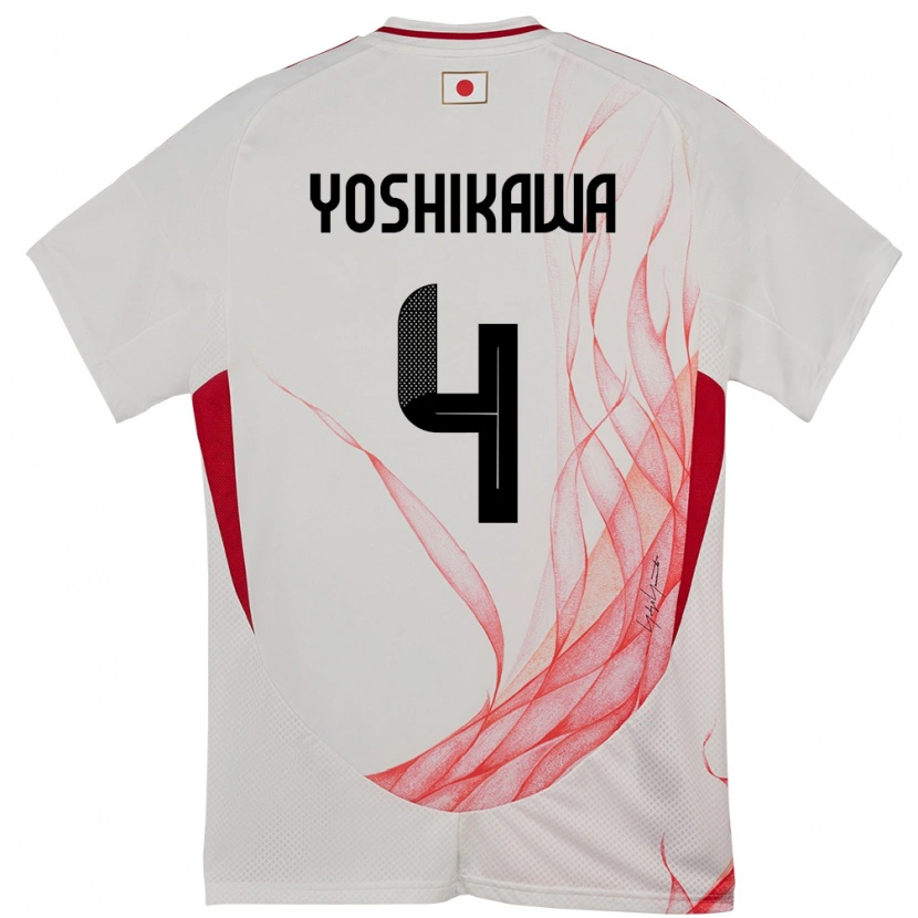 Danxen Børn Japan Haruto Yoshikawa #4 Hvid Udebane Spillertrøjer 24-26 Trøje T-Shirt