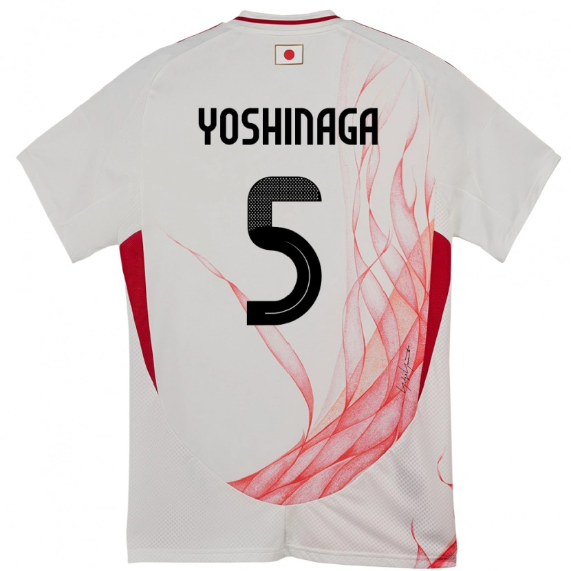 Danxen Børn Japan Yumeki Yoshinaga #5 Hvid Udebane Spillertrøjer 24-26 Trøje T-Shirt