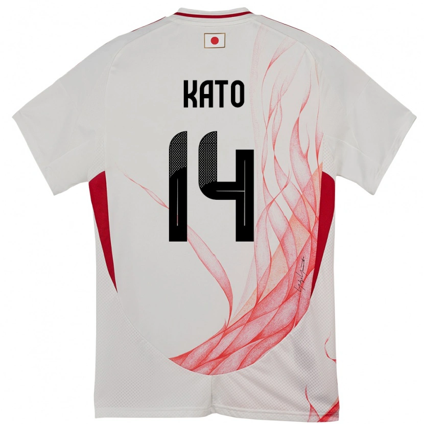 Danxen Børn Japan Hijiri Kato #14 Hvid Udebane Spillertrøjer 24-26 Trøje T-Shirt