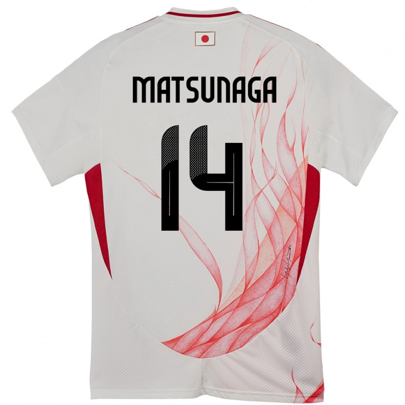 Danxen Børn Japan Kaito Matsunaga #14 Hvid Udebane Spillertrøjer 24-26 Trøje T-Shirt