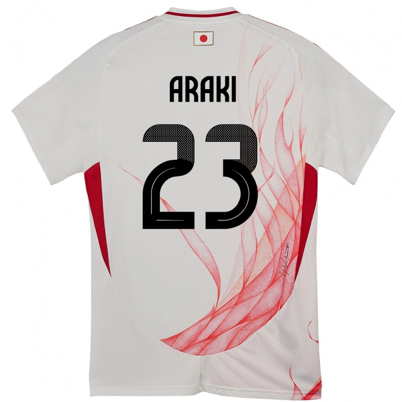 Danxen Børn Japan Rui Araki #23 Hvid Udebane Spillertrøjer 24-26 Trøje T-Shirt