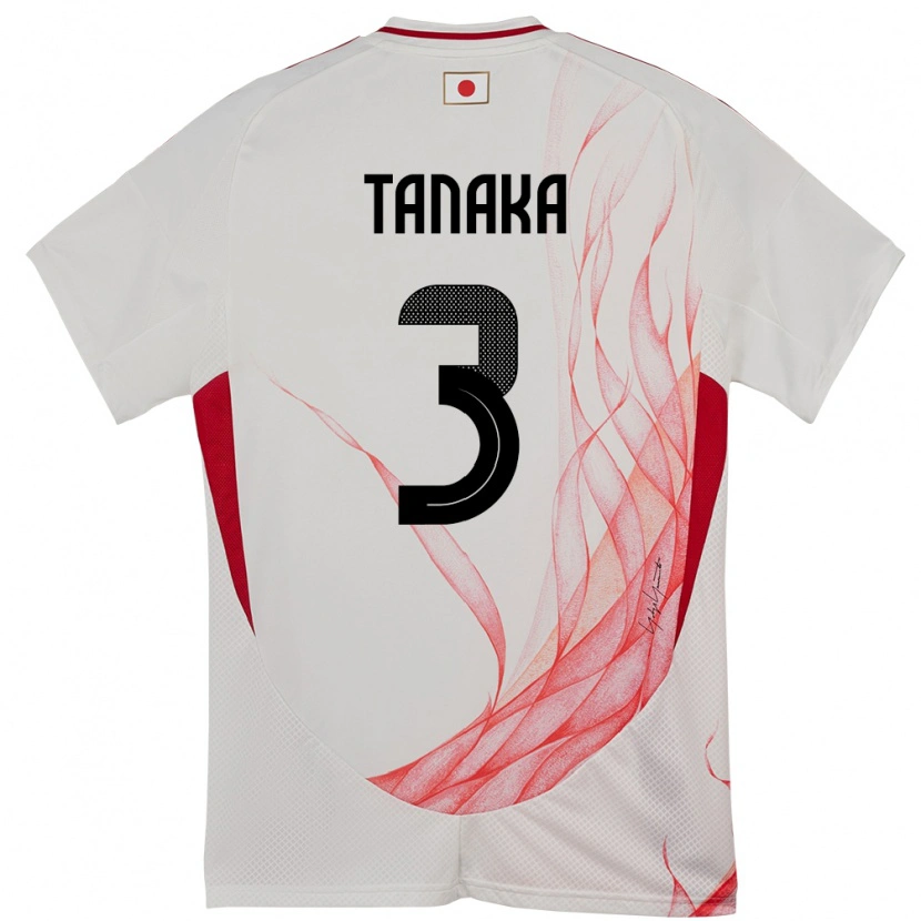 Danxen Børn Japan Hayato Tanaka #3 Hvid Udebane Spillertrøjer 24-26 Trøje T-Shirt