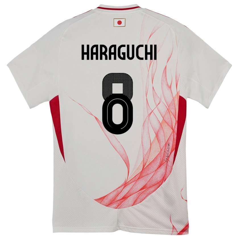 Danxen Børn Japan Genki Haraguchi #8 Hvid Udebane Spillertrøjer 24-26 Trøje T-Shirt