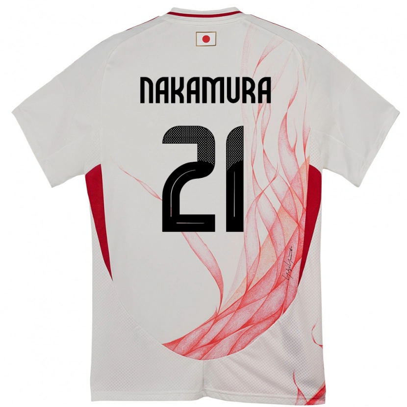 Danxen Børn Japan Jiro Nakamura #21 Hvid Udebane Spillertrøjer 24-26 Trøje T-Shirt