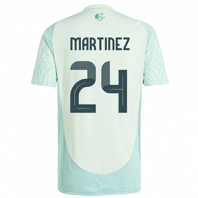 Danxen Børn Mexico Guillermo Martínez #24 Linen Grøn Udebane Spillertrøjer 24-26 Trøje T-Shirt