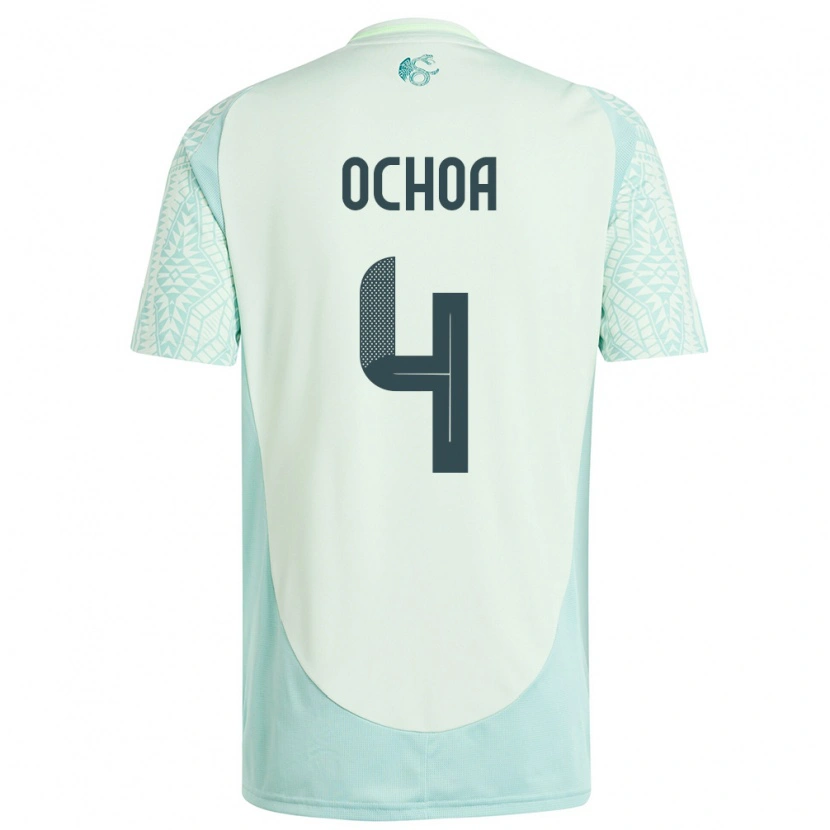 Danxen Børn Mexico Diego Ochoa #4 Linen Grøn Udebane Spillertrøjer 24-26 Trøje T-Shirt