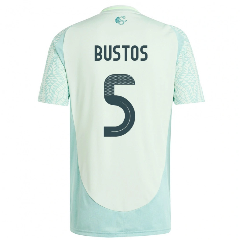 Danxen Børn Mexico César Bustos #5 Linen Grøn Udebane Spillertrøjer 24-26 Trøje T-Shirt