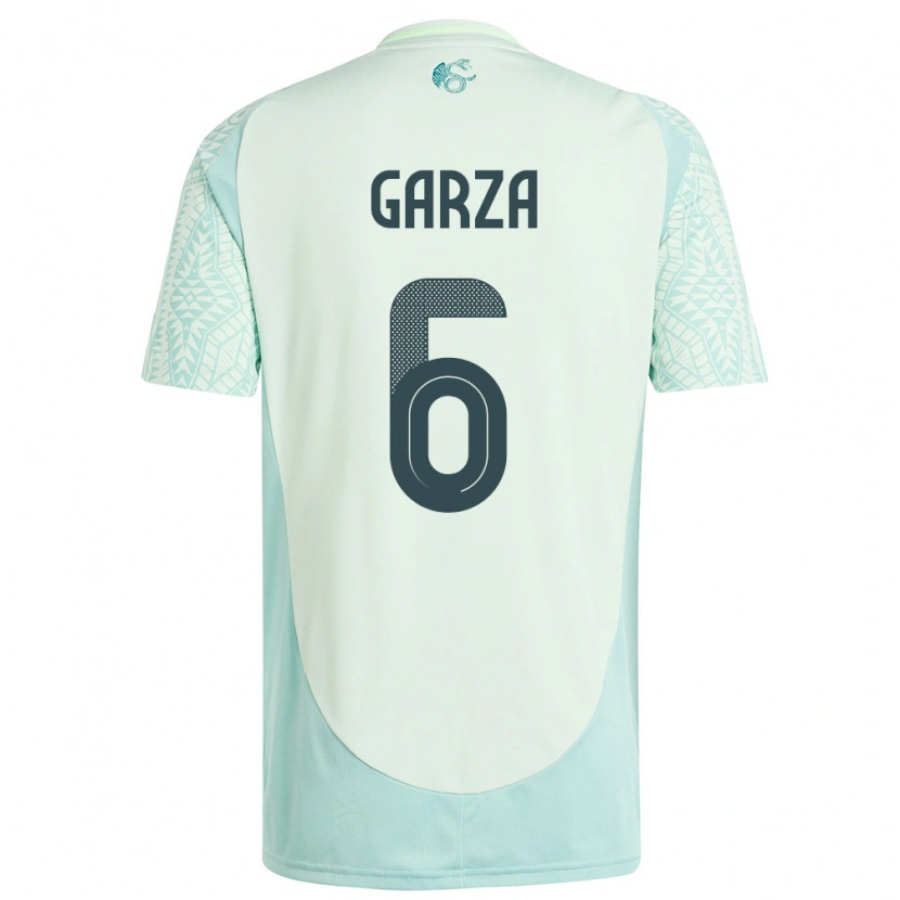 Danxen Børn Mexico César Garza #6 Linen Grøn Udebane Spillertrøjer 24-26 Trøje T-Shirt