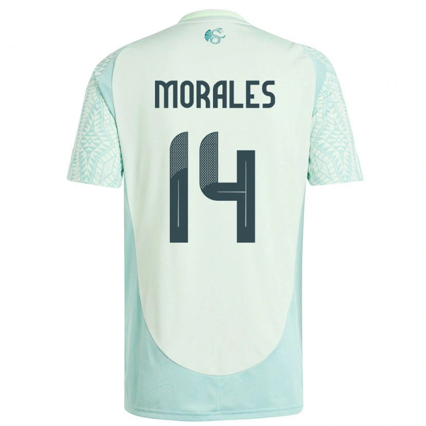 Danxen Børn Mexico Amaury Morales #14 Linen Grøn Udebane Spillertrøjer 24-26 Trøje T-Shirt