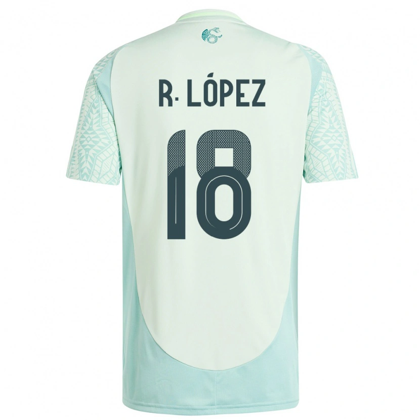 Danxen Børn Mexico Rodrigo López #18 Linen Grøn Udebane Spillertrøjer 24-26 Trøje T-Shirt