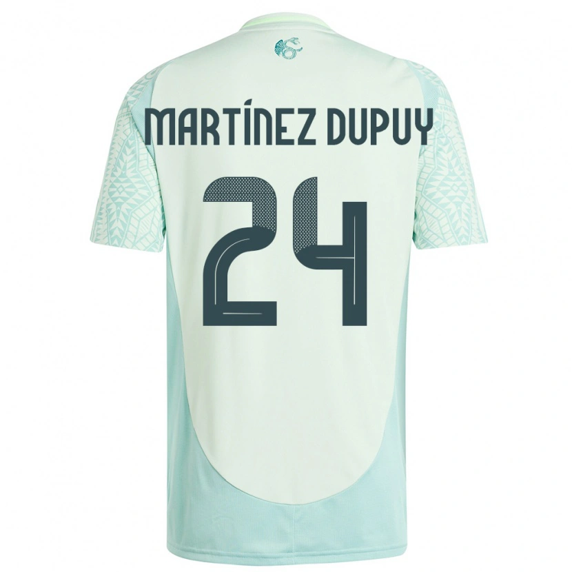 Danxen Børn Mexico Luca Martínez Dupuy #24 Linen Grøn Udebane Spillertrøjer 24-26 Trøje T-Shirt