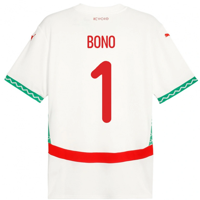 Danxen Børn Marokko Bono #1 Hvid Udebane Spillertrøjer 24-26 Trøje T-Shirt