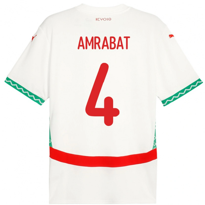 Danxen Børn Marokko Sofyan Amrabat #4 Hvid Udebane Spillertrøjer 24-26 Trøje T-Shirt