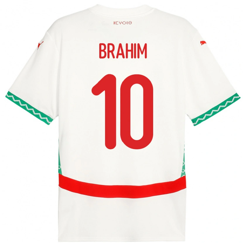 Danxen Børn Marokko Brahim Díaz #10 Hvid Udebane Spillertrøjer 24-26 Trøje T-Shirt