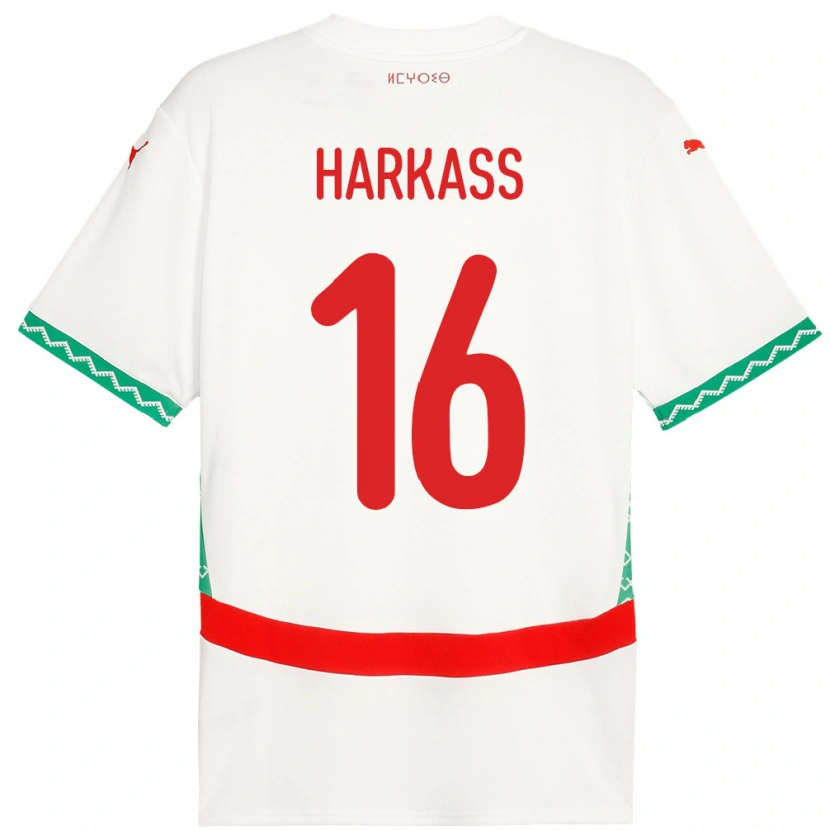 Danxen Børn Marokko Jamal Harkass #16 Hvid Udebane Spillertrøjer 24-26 Trøje T-Shirt