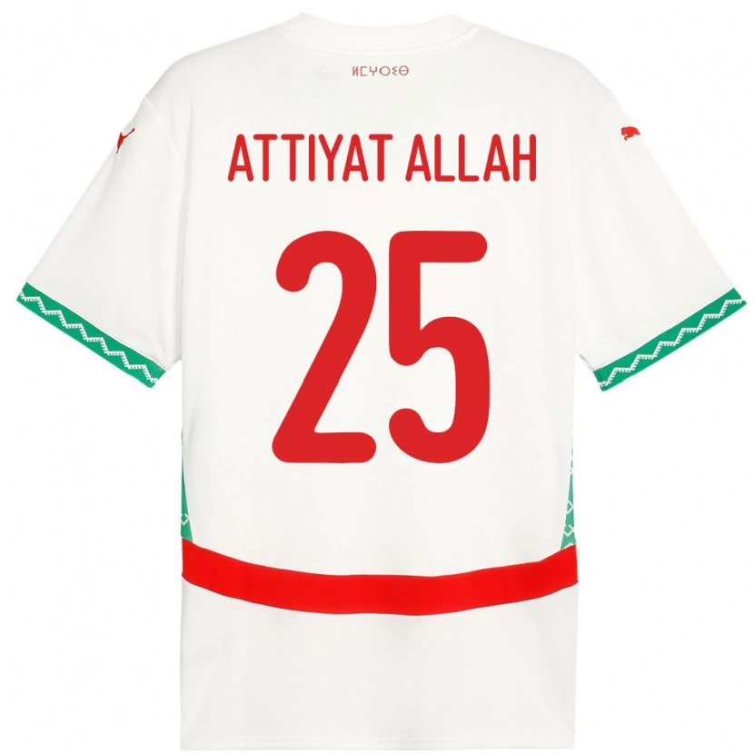 Danxen Børn Marokko Yahia Attiyat Allah #25 Hvid Udebane Spillertrøjer 24-26 Trøje T-Shirt