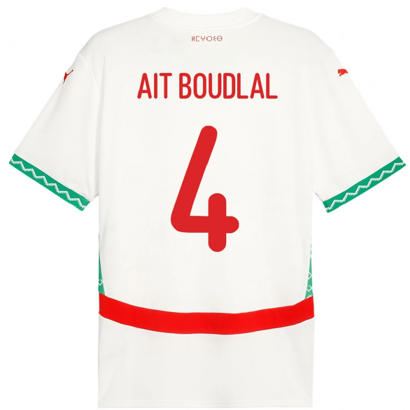 Danxen Børn Marokko Abdelhamid Ait Boudlal #4 Hvid Udebane Spillertrøjer 24-26 Trøje T-Shirt