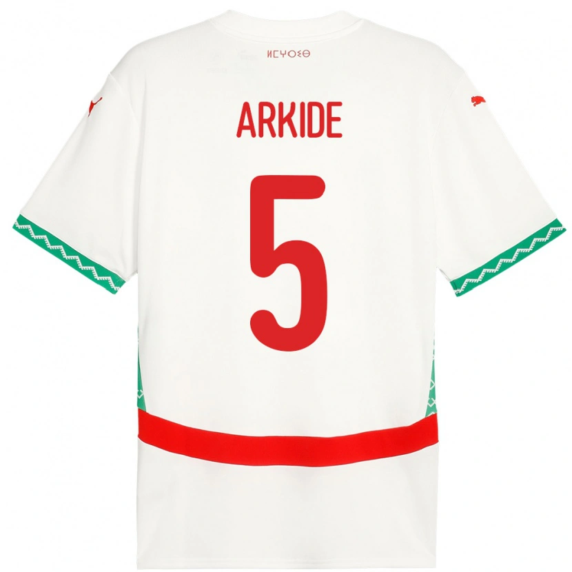 Danxen Børn Marokko Abderahmane Arkide #5 Hvid Udebane Spillertrøjer 24-26 Trøje T-Shirt