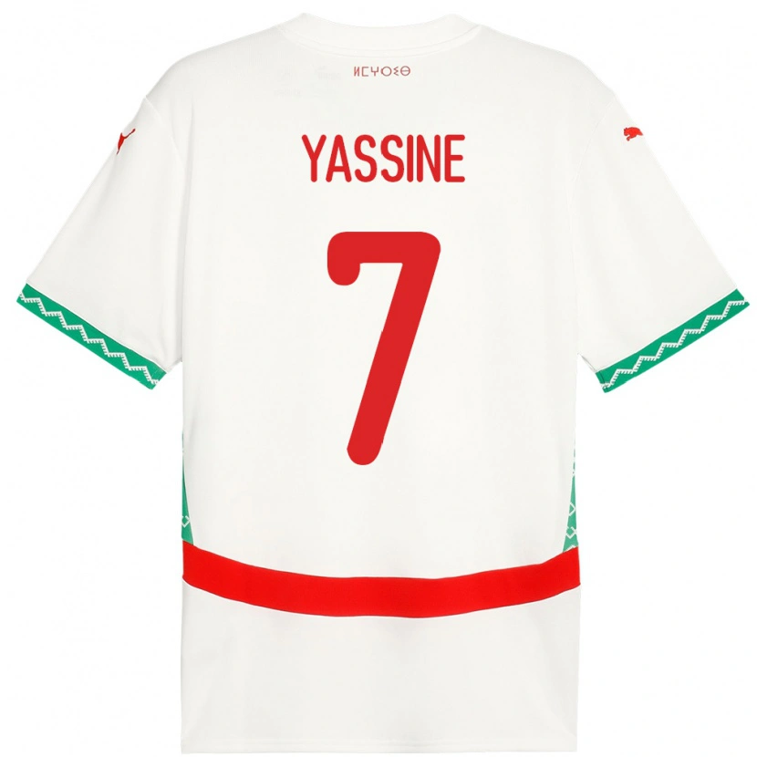 Danxen Børn Marokko Gessime Yassine #7 Hvid Udebane Spillertrøjer 24-26 Trøje T-Shirt