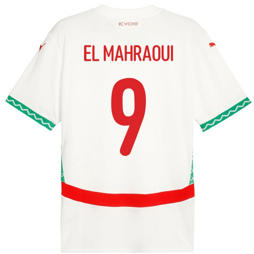 Danxen Børn Marokko Anas El Mahraoui #9 Hvid Udebane Spillertrøjer 24-26 Trøje T-Shirt