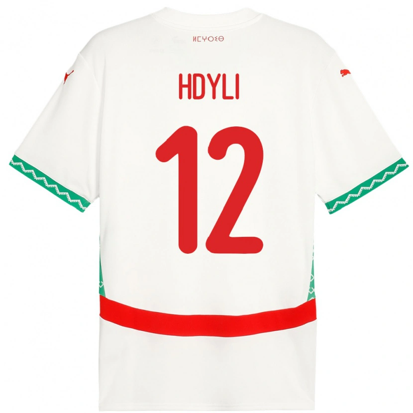 Danxen Børn Marokko Ayoub Hdyli #12 Hvid Udebane Spillertrøjer 24-26 Trøje T-Shirt