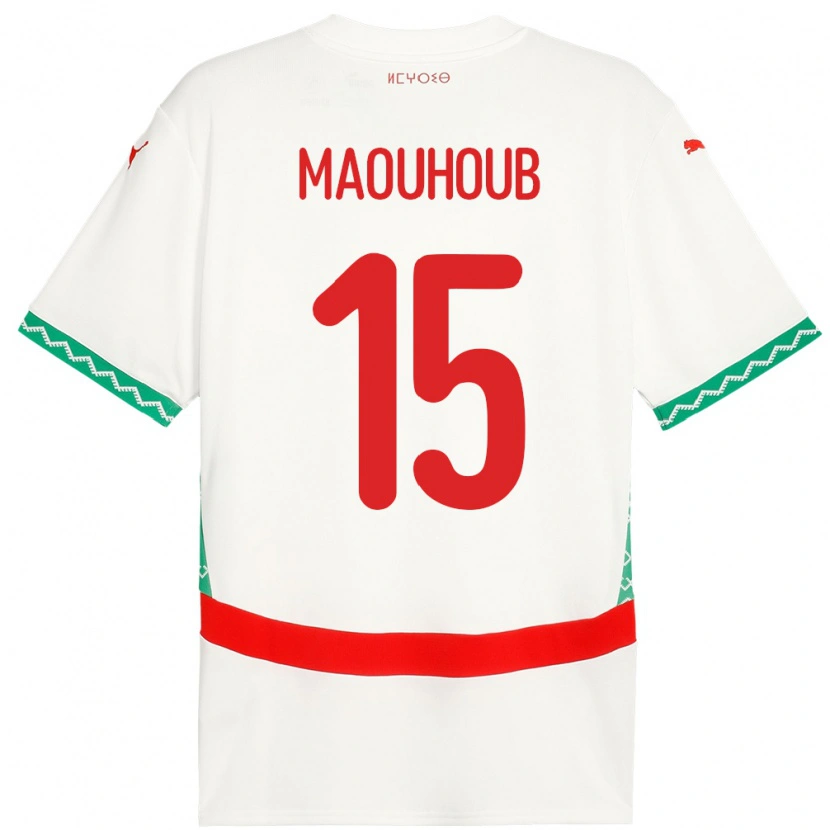 Danxen Børn Marokko El Mehdi Maouhoub #15 Hvid Udebane Spillertrøjer 24-26 Trøje T-Shirt