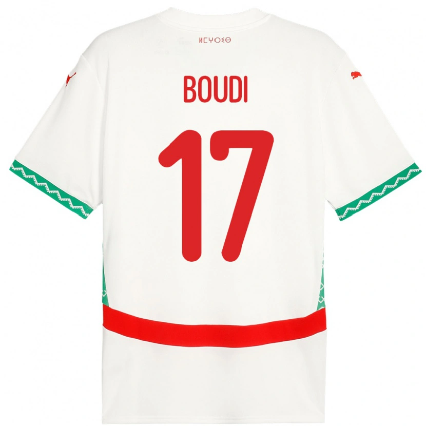 Danxen Børn Marokko Said Boudi #17 Hvid Udebane Spillertrøjer 24-26 Trøje T-Shirt