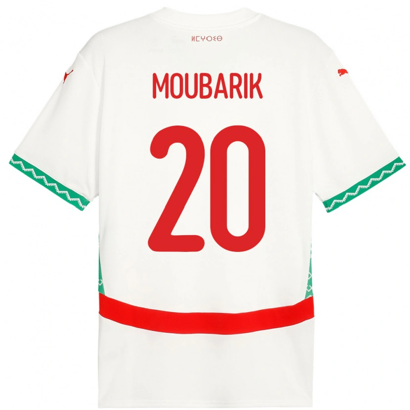 Danxen Børn Marokko Mehdi Moubarik #20 Hvid Udebane Spillertrøjer 24-26 Trøje T-Shirt