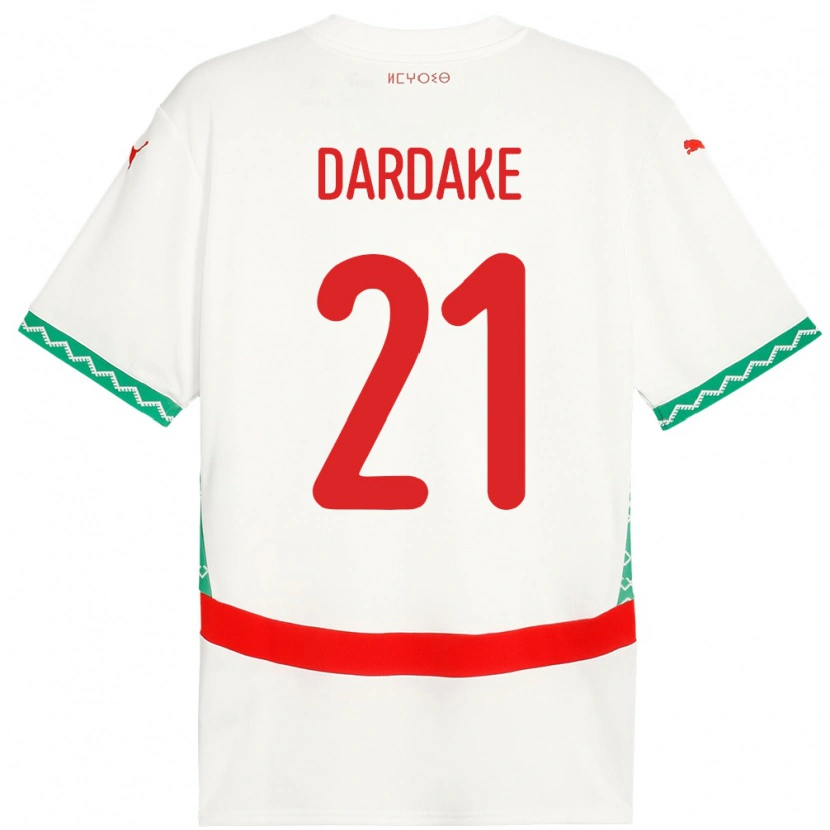 Danxen Børn Marokko Wassim Dardake #21 Hvid Udebane Spillertrøjer 24-26 Trøje T-Shirt