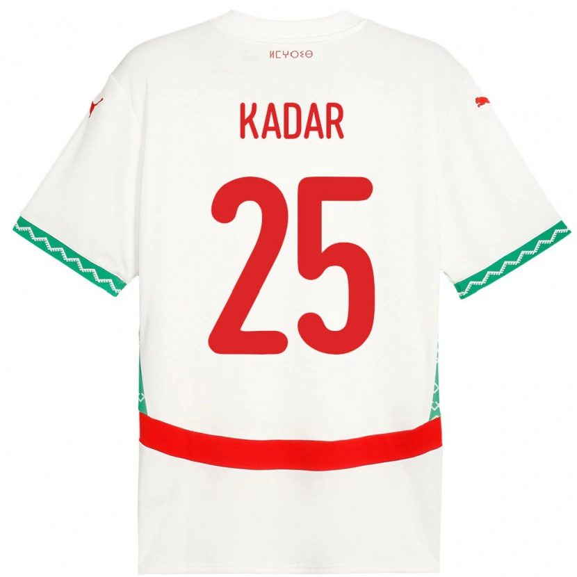 Danxen Børn Marokko Nawfel-Abdelkader Kadar #25 Hvid Udebane Spillertrøjer 24-26 Trøje T-Shirt