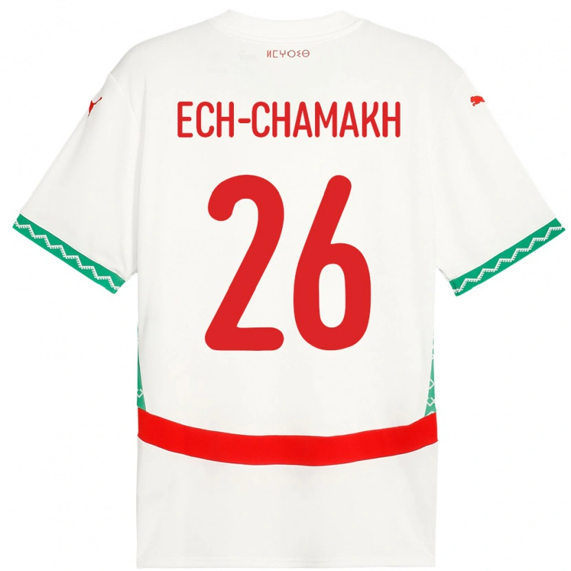 Danxen Børn Marokko Jamal Ech-Chamakh #26 Hvid Udebane Spillertrøjer 24-26 Trøje T-Shirt