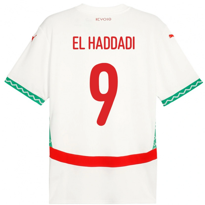 Danxen Børn Marokko Munir El Haddadi #9 Hvid Udebane Spillertrøjer 24-26 Trøje T-Shirt