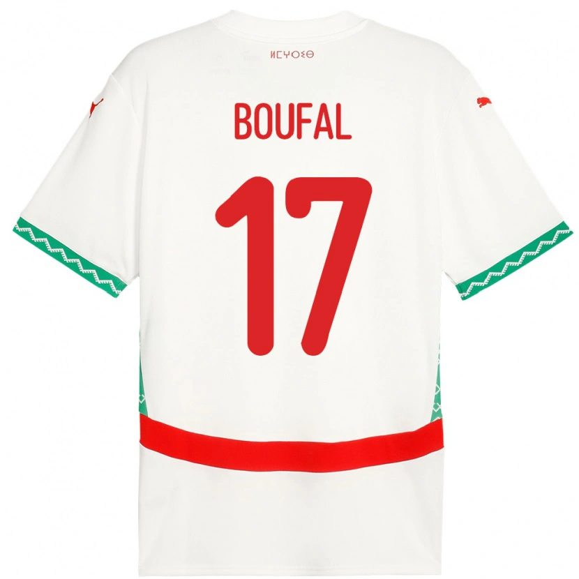 Danxen Børn Marokko Sofiane Boufal #17 Hvid Udebane Spillertrøjer 24-26 Trøje T-Shirt