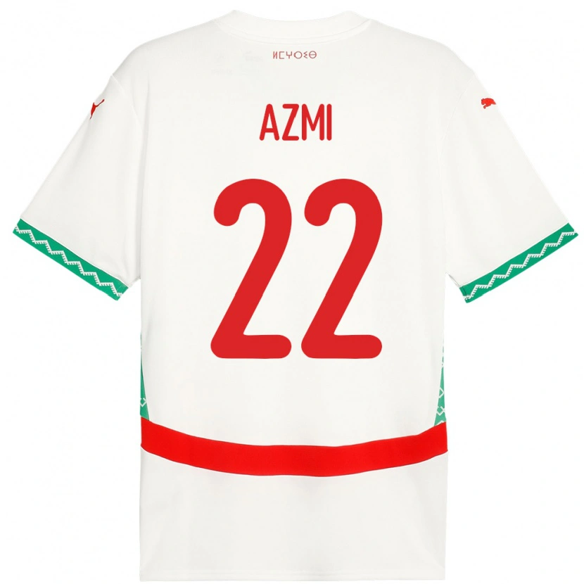 Danxen Børn Marokko Ahmed Azmi #22 Hvid Udebane Spillertrøjer 24-26 Trøje T-Shirt